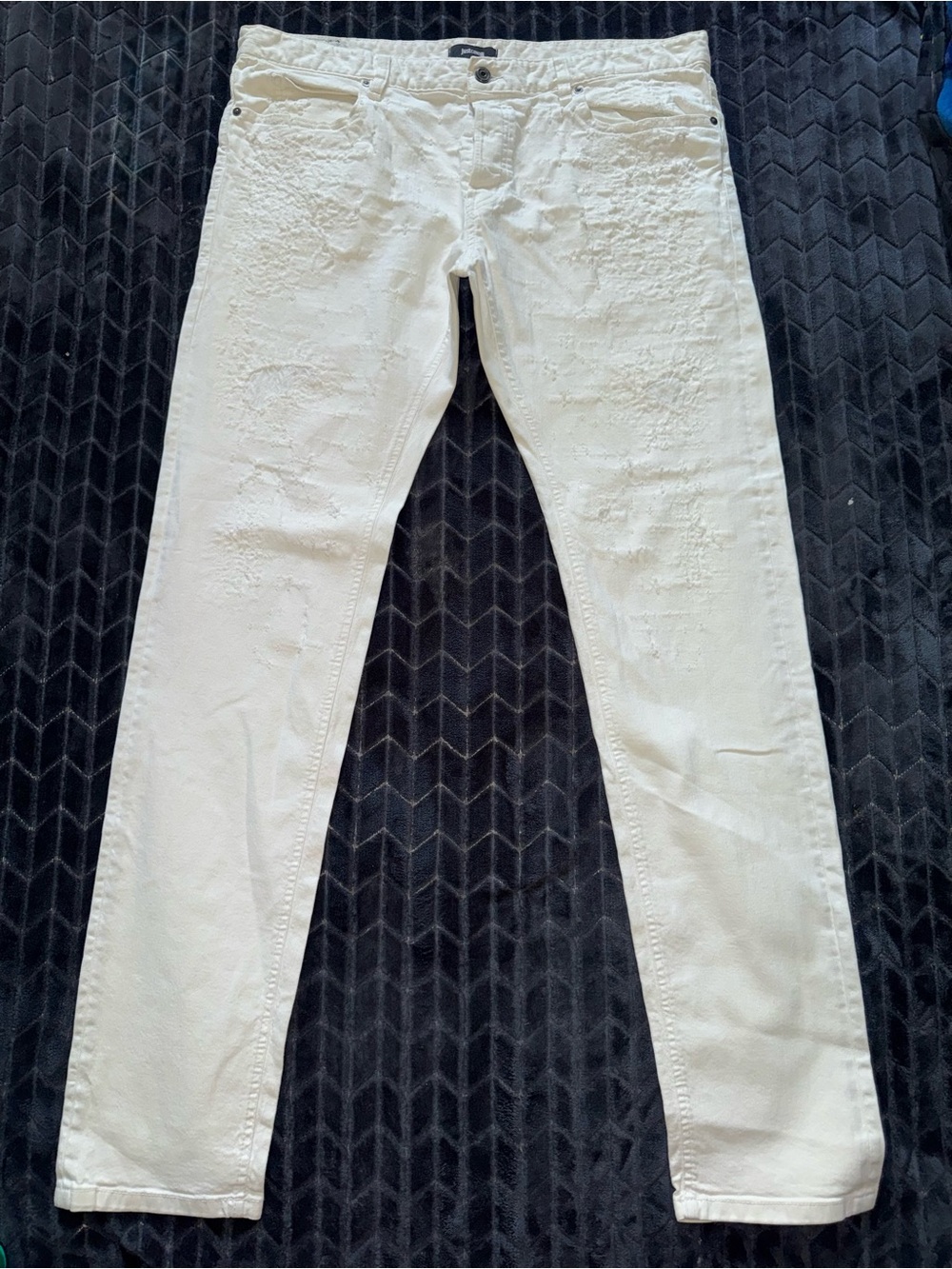Just Cavalli Men's Distressed Straight Blue Denim Jeans Size 40